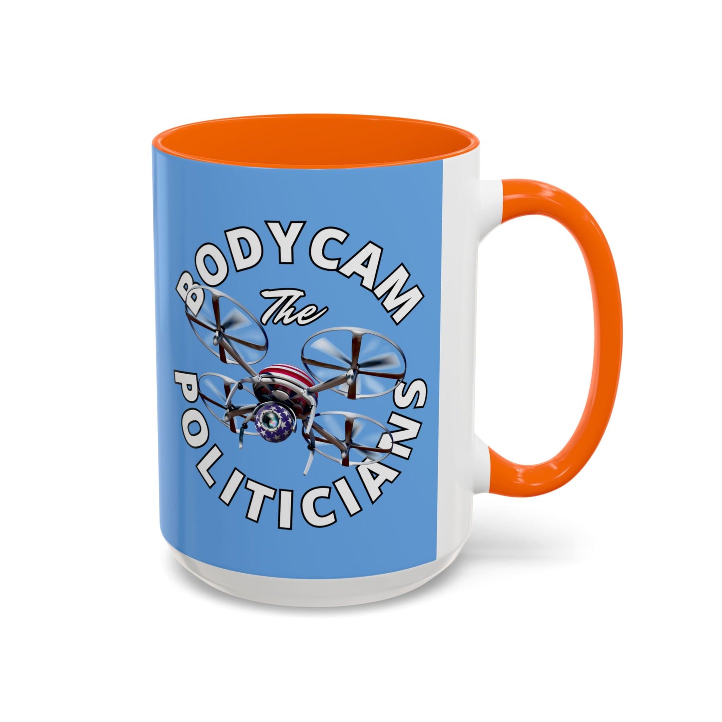 Bodycam the Politicians Drone Light Blue Accent Mug by theGreenDragonTavern.shop