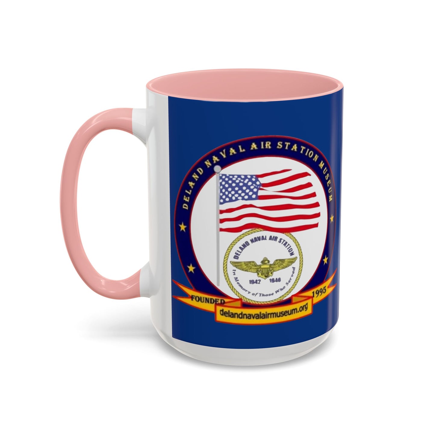 DeLand Naval Air Station Museum Blue Accent Mug by theGreenDragonTavern.shop