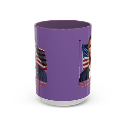 Charlie Kirk, Healthy Debate Light Purple Accent Mug by theGreenDragonTavern.shop