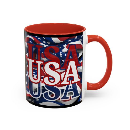 USA White font Center Patriot Black Accent Mug by theGreenDragonTavern.shop