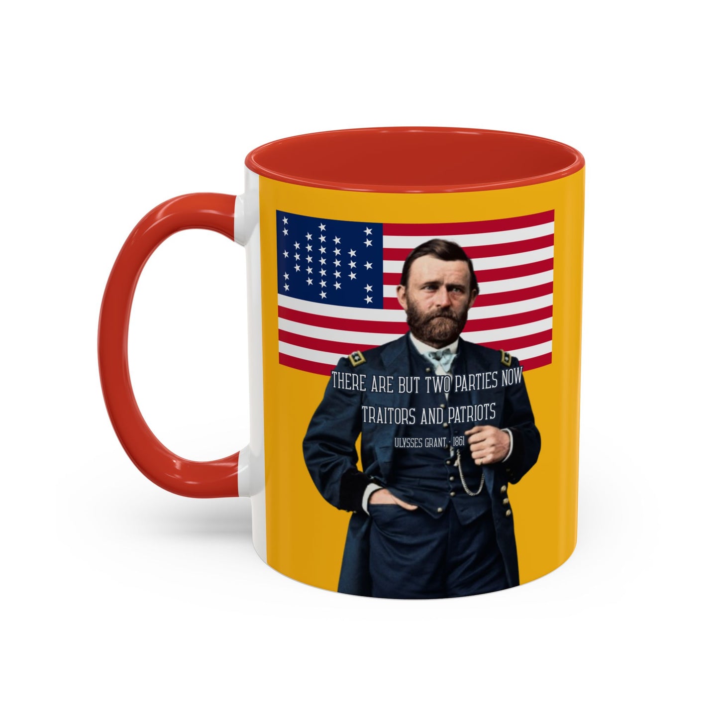"Traitors and Patriots" Ulysses Grant Yellow Accent Mug by theGreenDragonTavern.shop