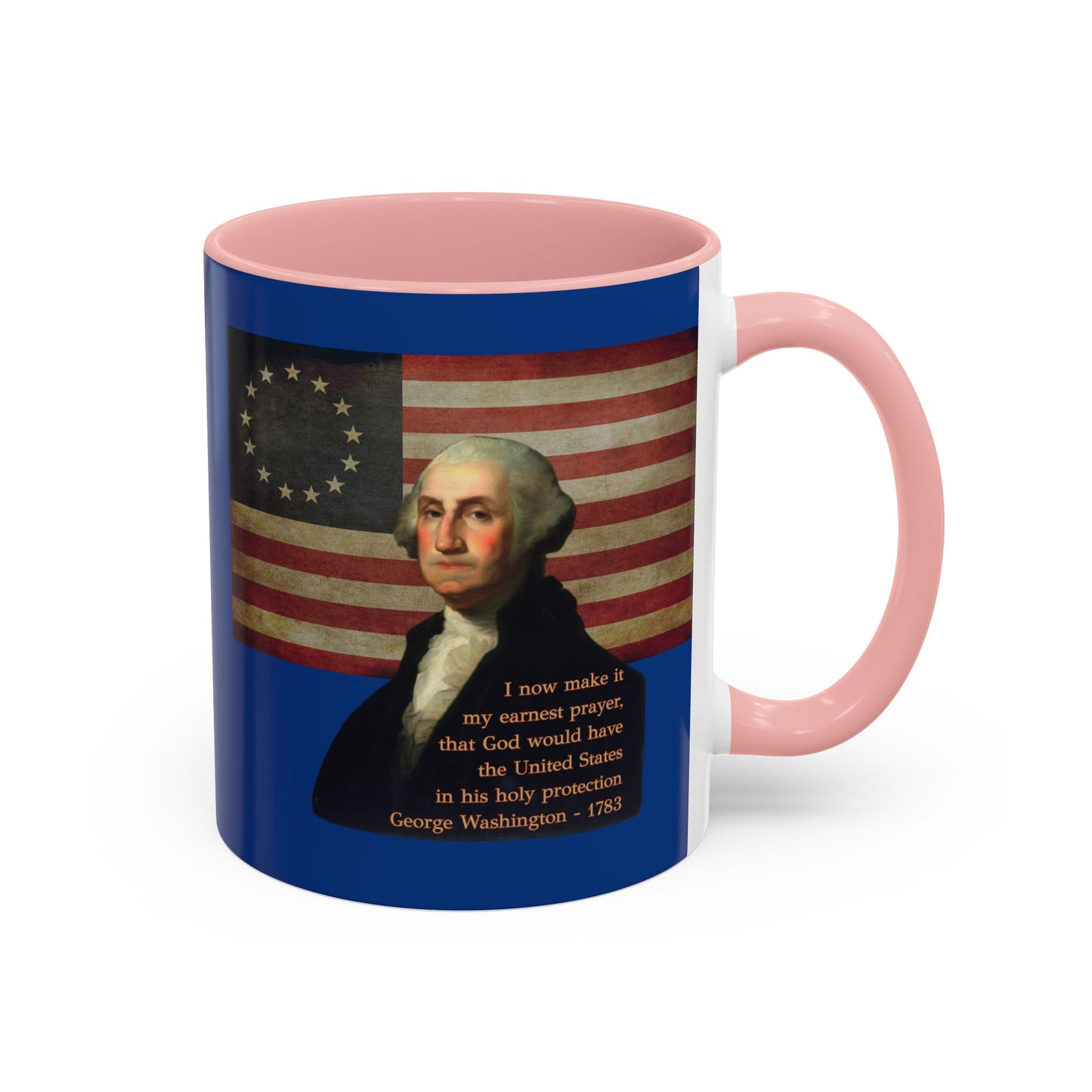 Washington's Earnest Prayer Dark Blue Accent Mug by theGreenDragonTavern.shop