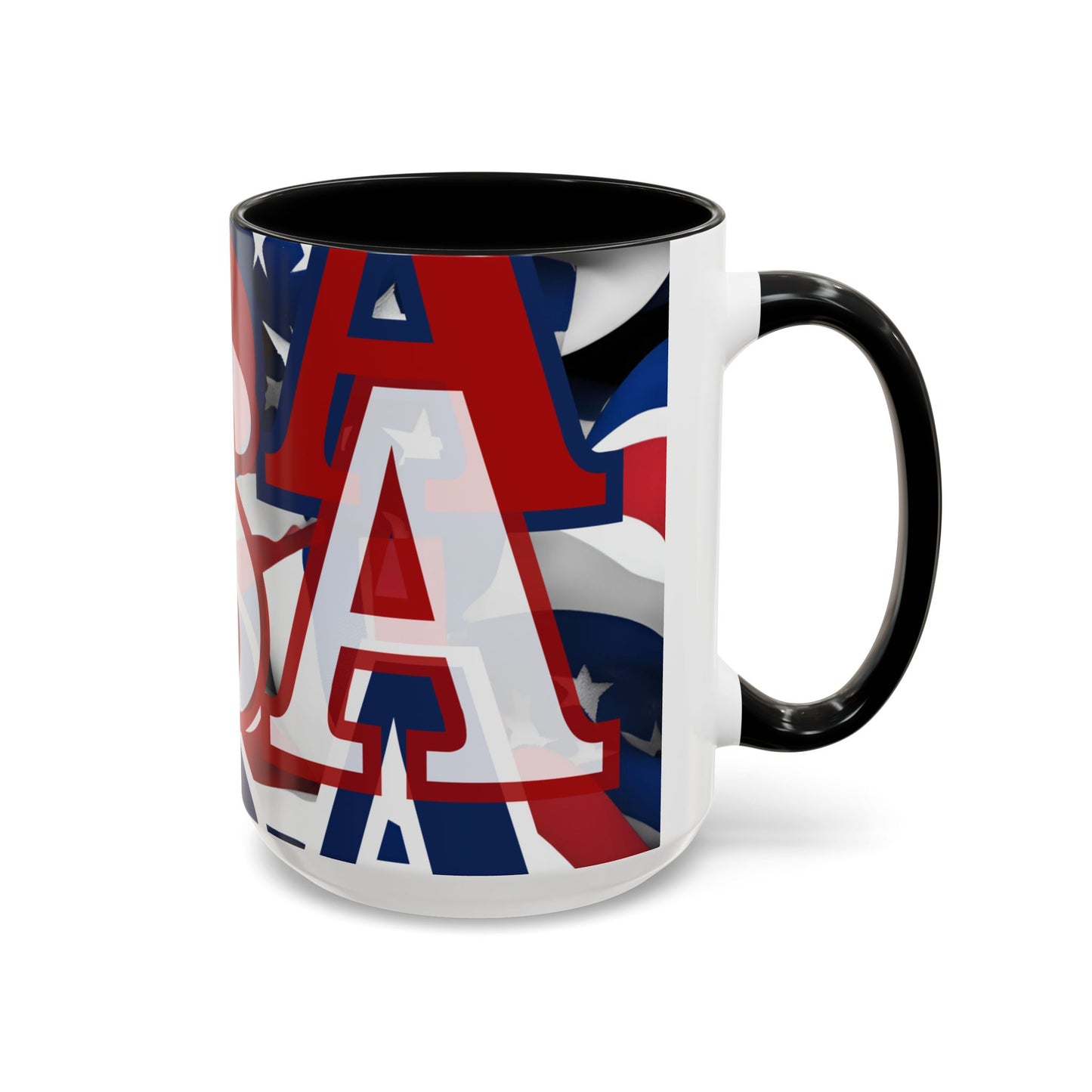USA! USA! USA White font Patriot Red Accent Mug by theGreenDragonTavern.shop