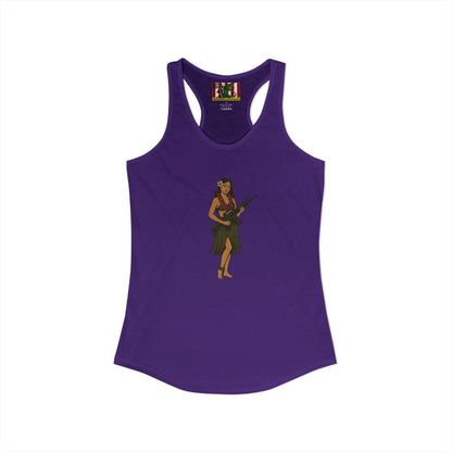Hula Girl Packin' Heat Women's Racerback Tank Top by theGreenDragonTavern.shop