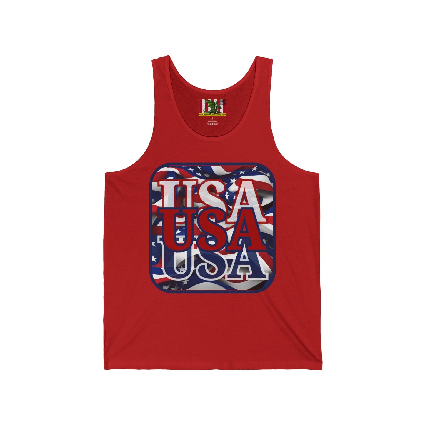 RED White and Blue USA Patriot Unisex Jersey Tank Top by theGreenDragonTavern.shop