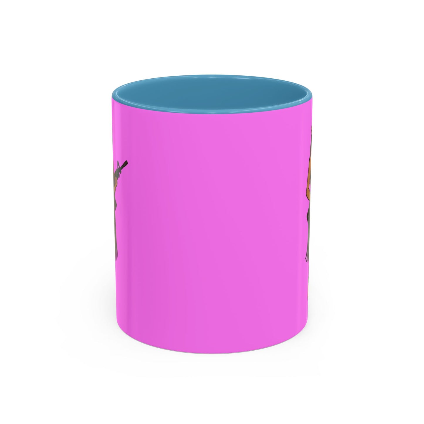 Hula Girl Packin' Heat Pink Accent Mug by theGreenDragonTavern.shop