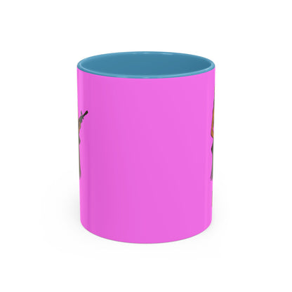 Hula Girl Packin' Heat Pink Accent Mug by theGreenDragonTavern.shop
