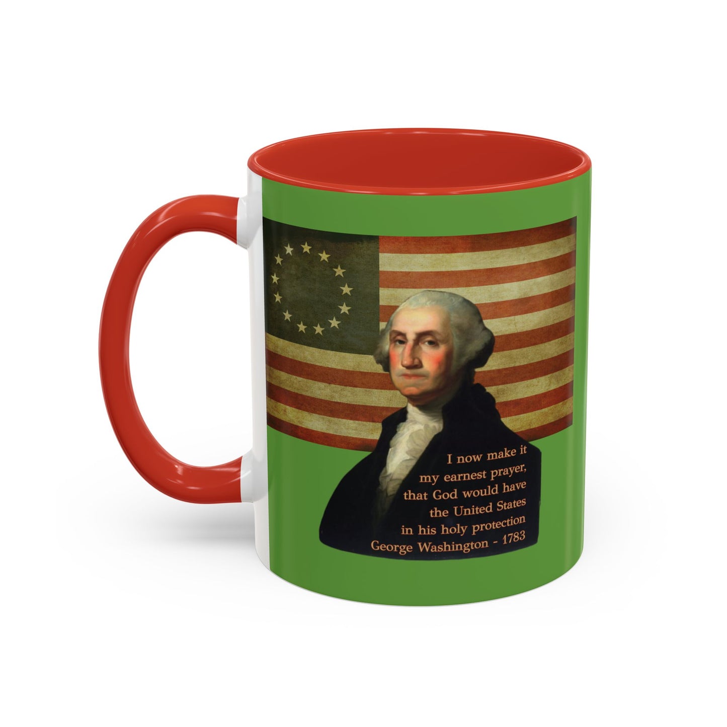 Washington's Earnest Prayer Green Accent Mug by theGreenDragonTavern.shop