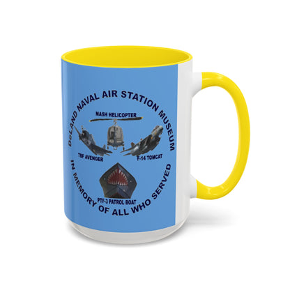 DNASM 2-sided, Founding & Student Art Light Blue Accent Mug by theGreenDragonTavern.shop