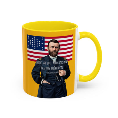 "Traitors and Patriots" Ulysses Grant Yellow Accent Mug by theGreenDragonTavern.shop