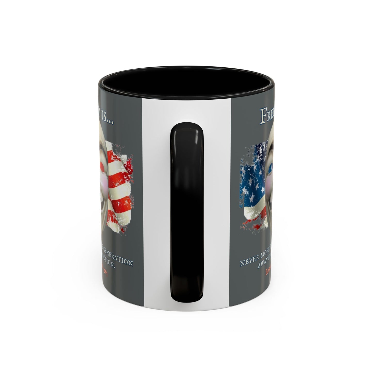 Ronald Reagan Freedom Vendetta Grey Accent Mug by theGreenDragonTavern.shop