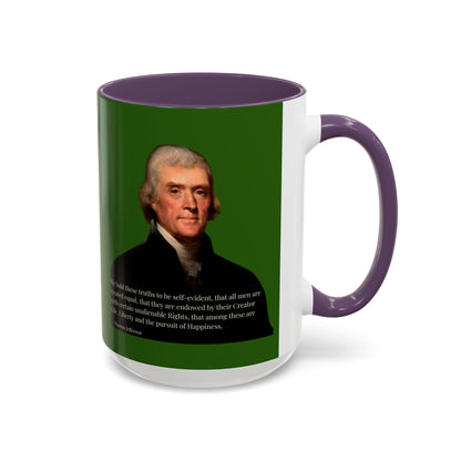 We hold these truths to be self-evident Dark Green Accent Mug by theGreenDragonTavern.shop