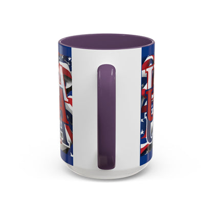 USA Red font Center Patriot Blue Accent Mug by theGreenDragonTavern.shop
