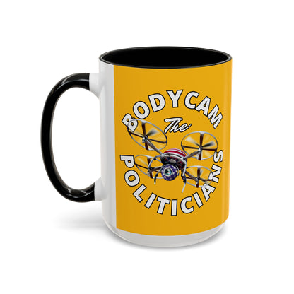 Bodycam the Politicians Drone Yellow Accent Mug by theGreenDragonTavern.shop