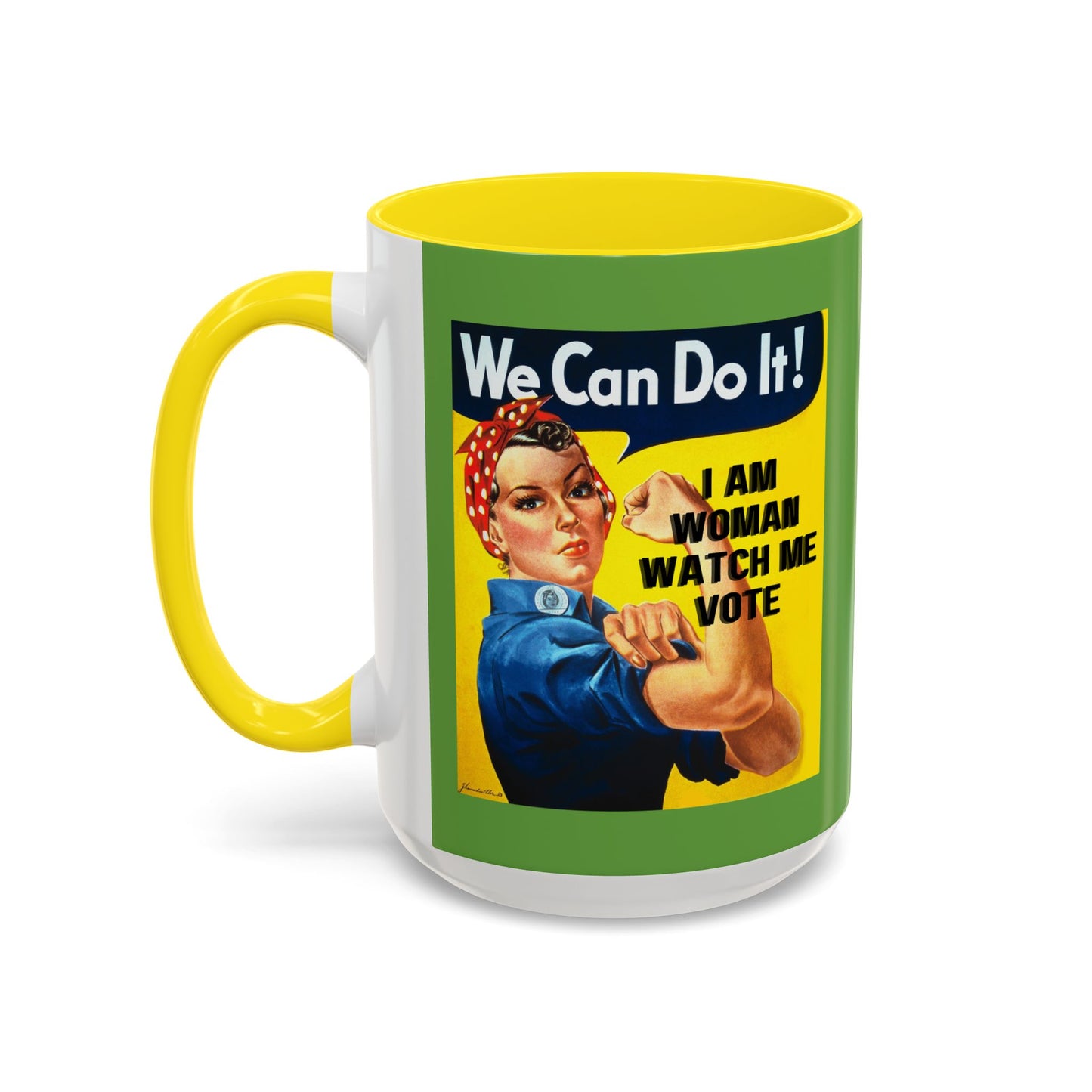 I Am Woman Watch Me Vote Rosie Green Accent Mug by theGreenDragonTavern.shop