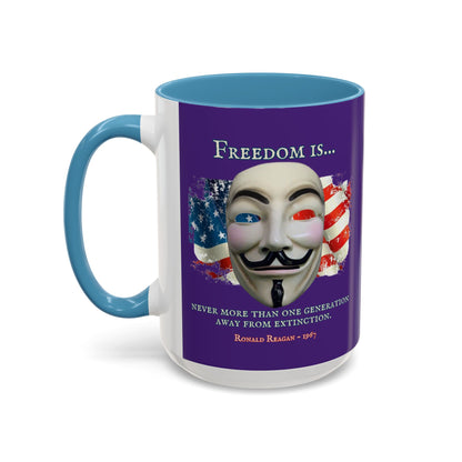 Ronald Reagan Freedom Vendetta Purple Accent Mug by theGreenDragonTavern.shop
