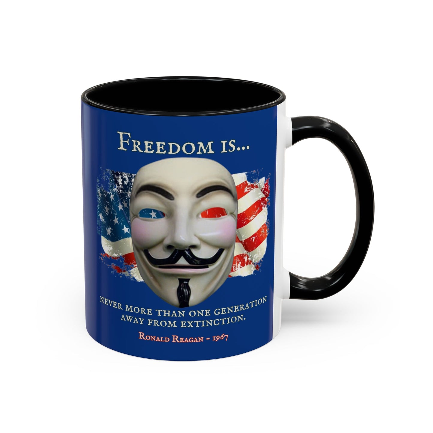 Ronald Reagan Freedom Vendetta Blue Accent Mug by theGreenDragonTavern.shop