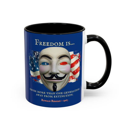 Ronald Reagan Freedom Vendetta Blue Accent Mug by theGreenDragonTavern.shop