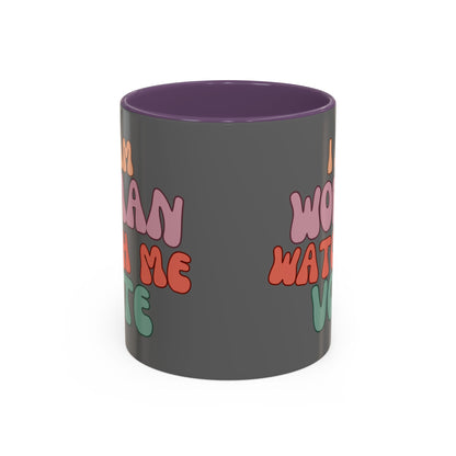 I Am Woman Watch Me Vote Grey Accent Mug by theGreenDragonTavern.shop