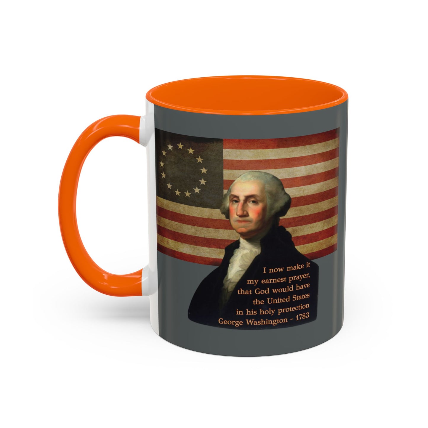 Washington's Earnest Prayer Grey Accent Mug by theGreenDragonTavern.shop