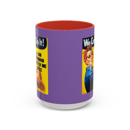 I Am Woman Watch Me Vote Rosie Light Purple Accent Mug by theGreenDragonTavern.shop