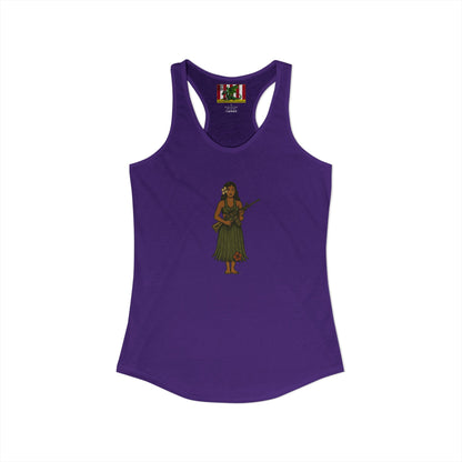 2-sided, Hula Girl Packin' Heat Women's Racerback Tank Top by theGreenDragonTavern.shop