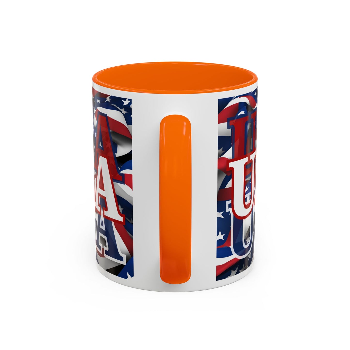USA White font Center Patriot White Accent Mug by theGreenDragonTavern.shop