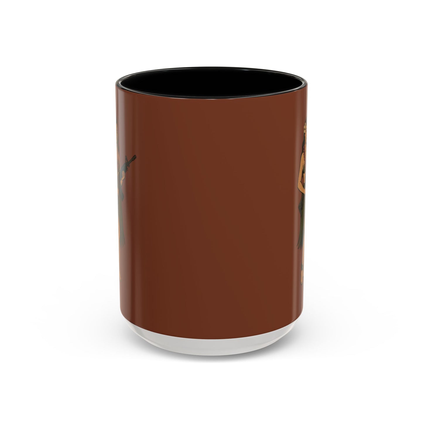 Hula Girl Packin' Heat Brown Accent Mug by theGreenDragonTavern.shop