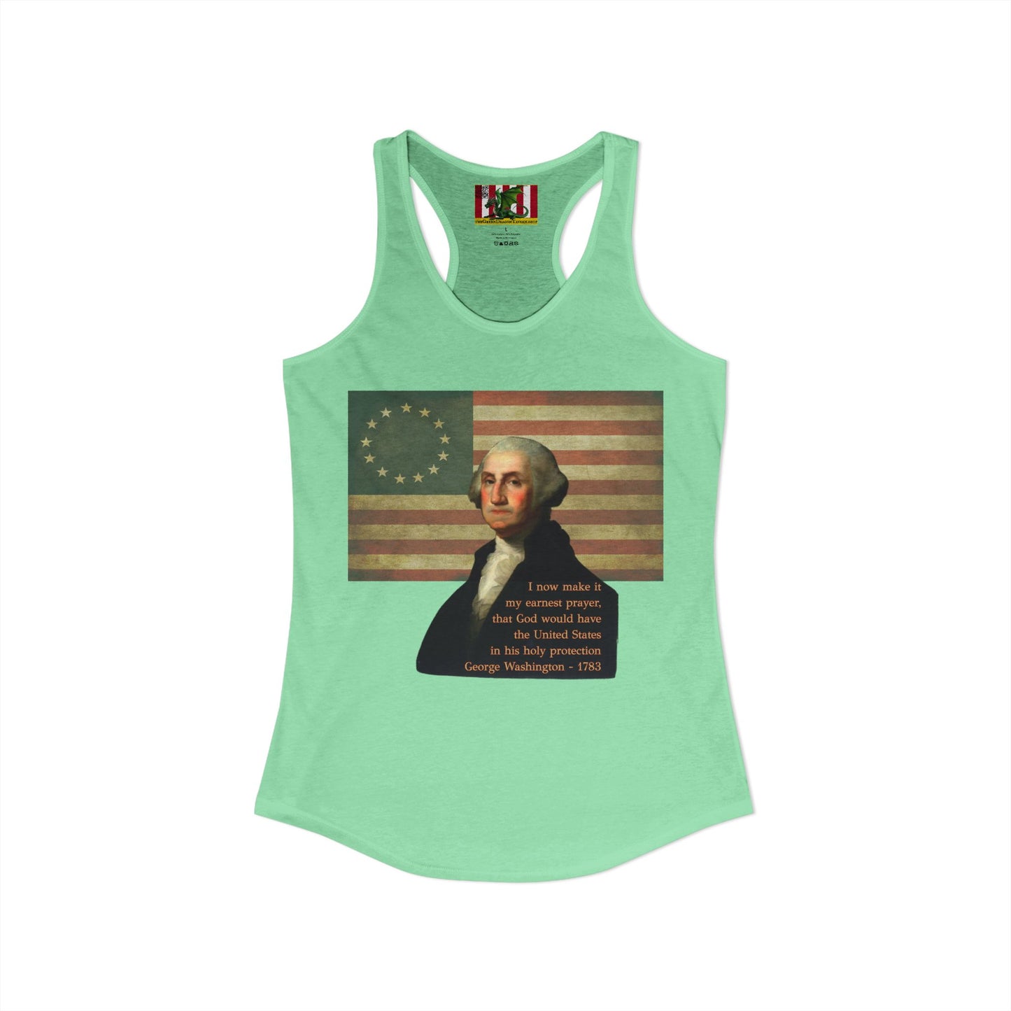 Washington's Earnest Prayer Women's Racerback Tank Top by theGreenDragonTavern.shop