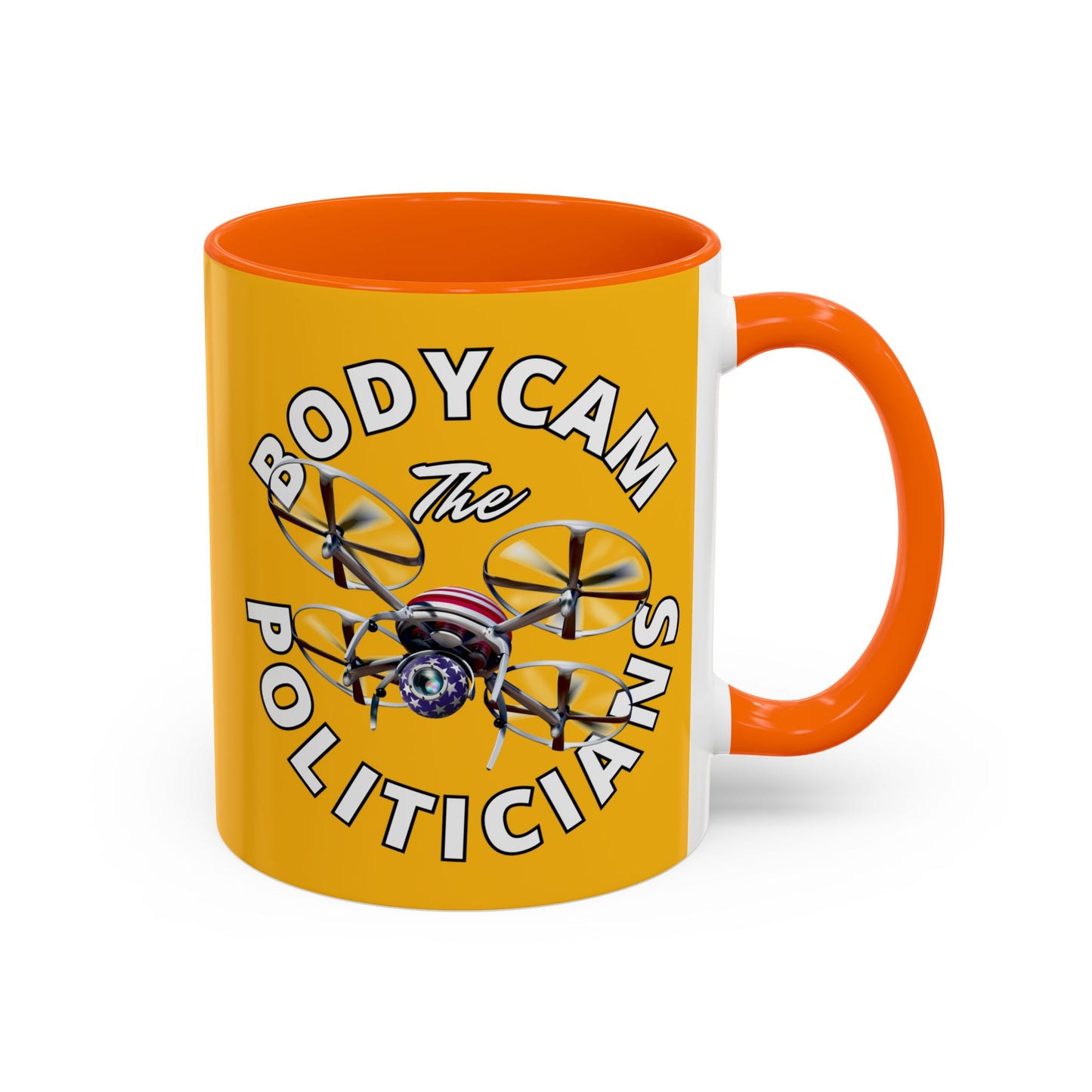 Bodycam the Politicians Drone Yellow Accent Mug by theGreenDragonTavern.shop