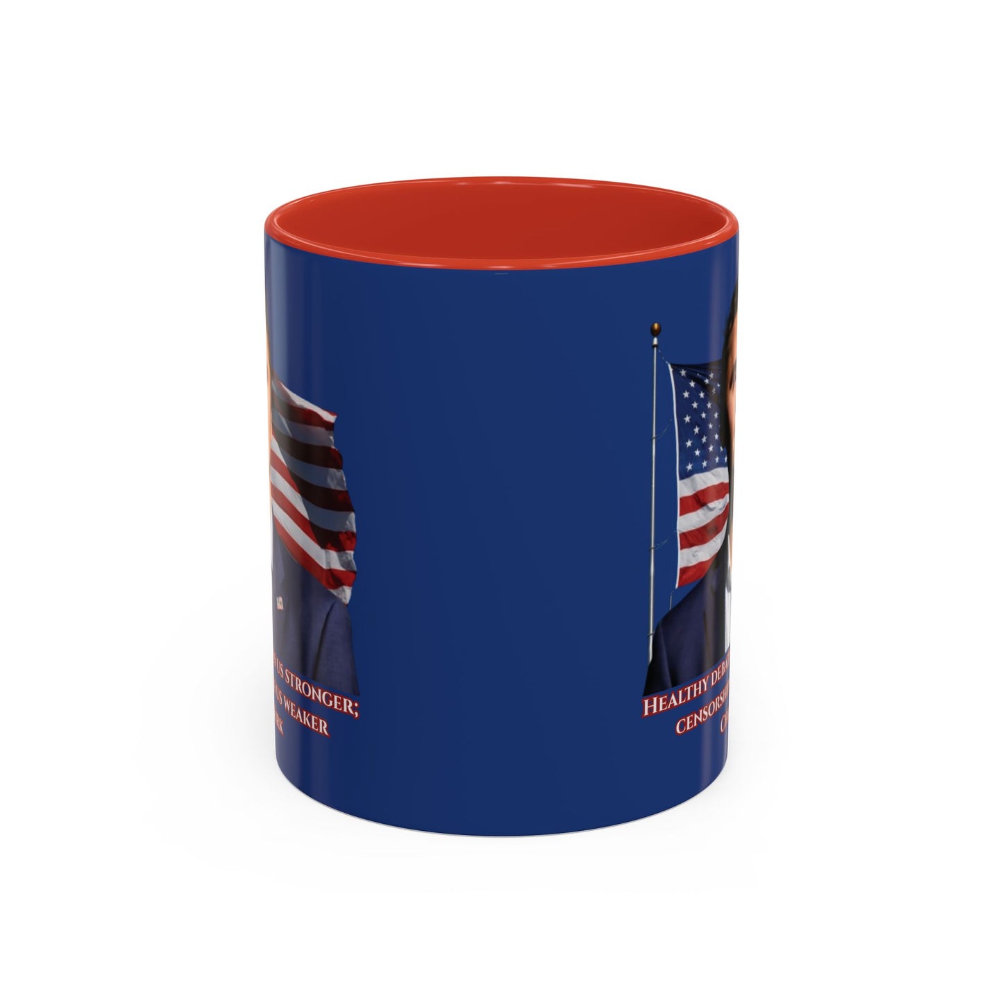 Charlie Kirk, Healthy Debate Blue Accent Mug by theGreenDragonTavern.shop