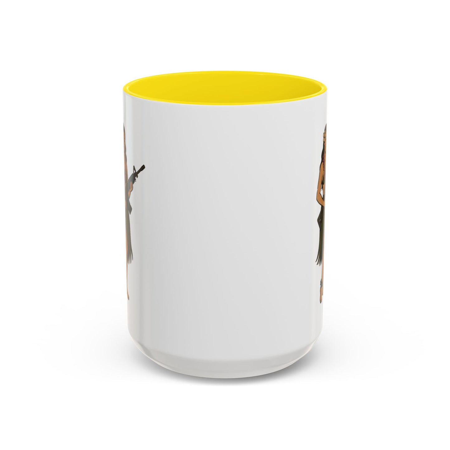 Hula Girl Packin' Heat White Accent Mug by theGreenDragonTavern.shop
