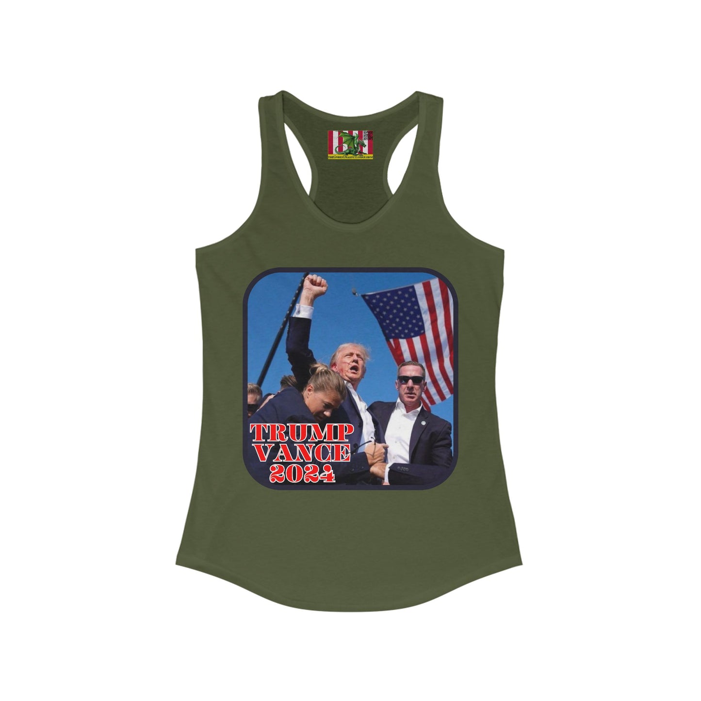 Trump and Vance 2024 Women's Racerback Tank Top by theGreenDragonTavern.shop