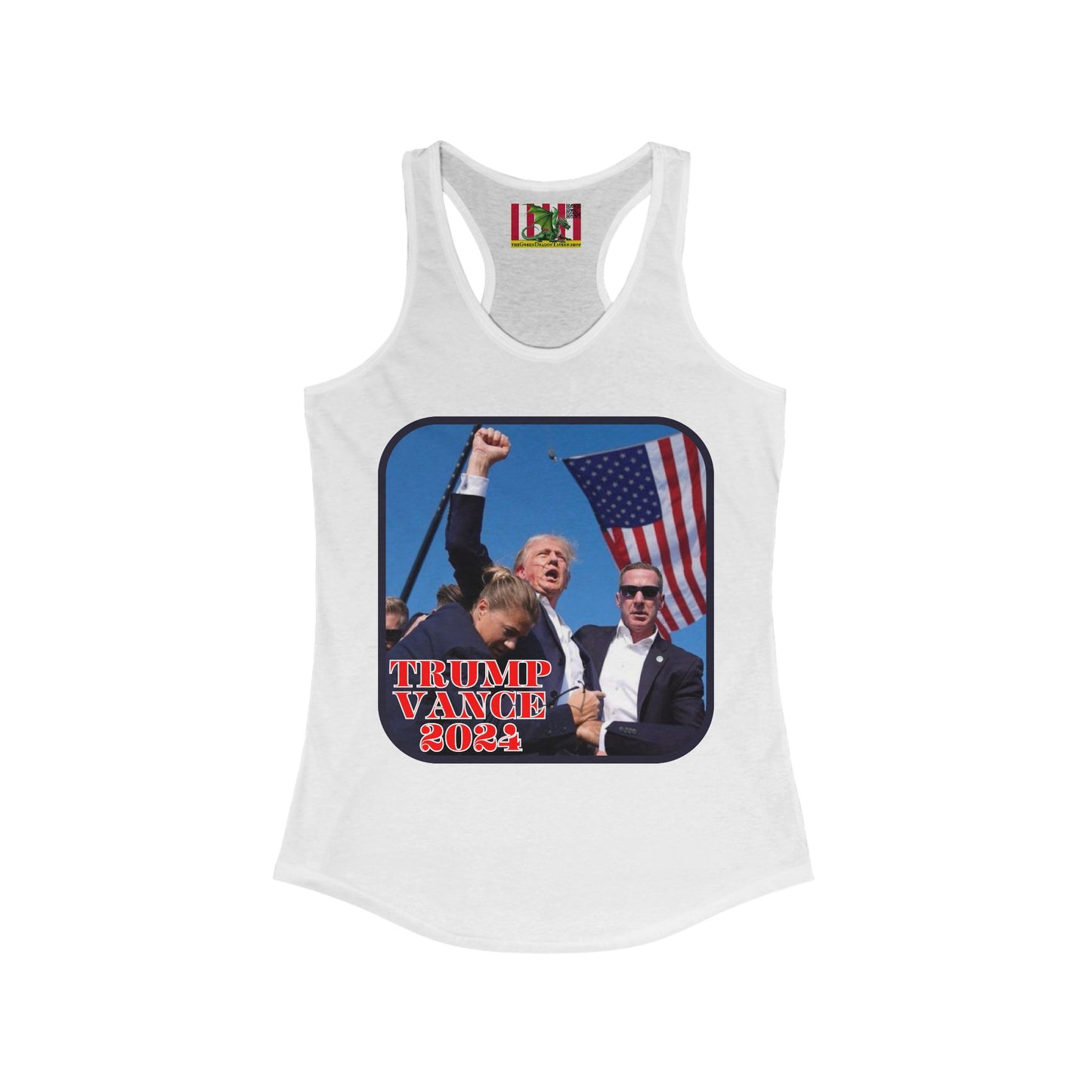 Trump and Vance 2024 Women's Racerback Tank Top by theGreenDragonTavern.shop