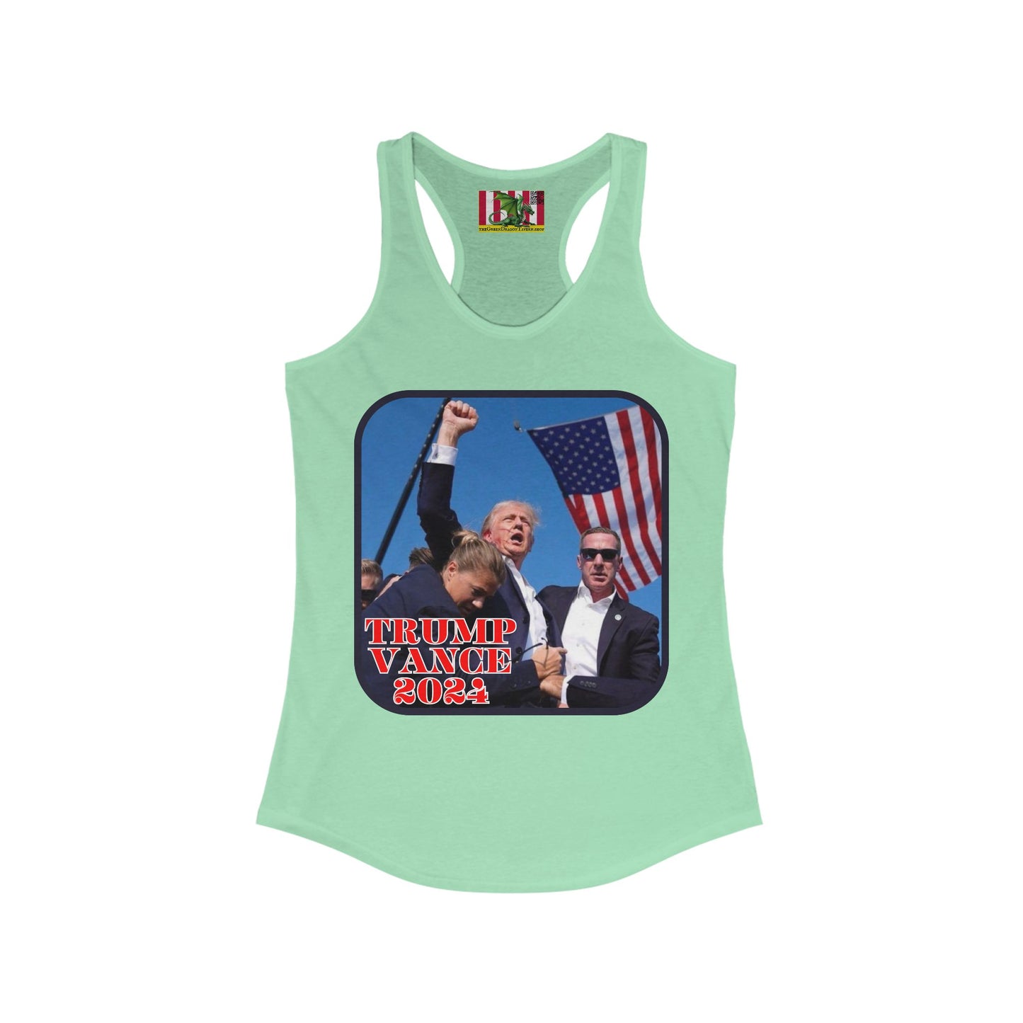 Trump and Vance 2024 Women's Racerback Tank Top by theGreenDragonTavern.shop