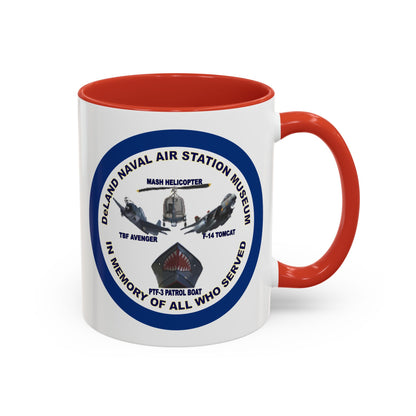 DNASM 2-sided, Founding & Student Art w/Navy Ring White Accent Mug by theGreenDragonTavern.shop