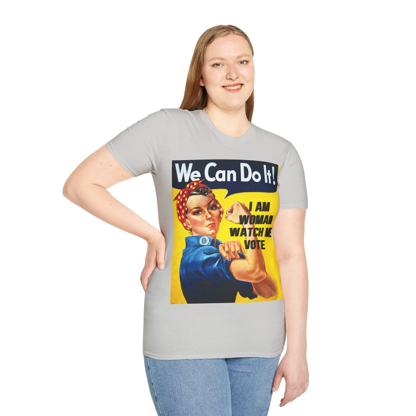 I Am Woman Watch Me Vote Rosie Light colors Unisex T-Shirt by theGreenDragonTavern.shop