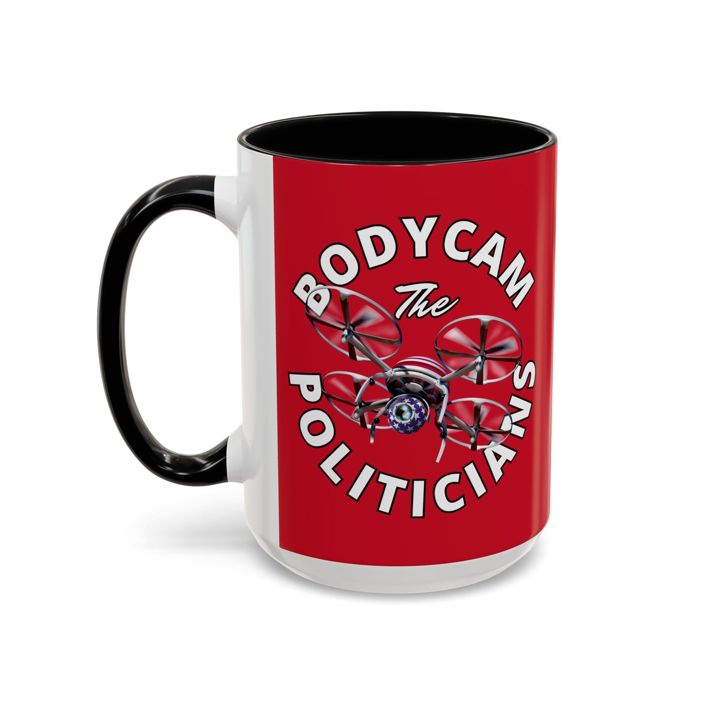 Bodycam the Politicians Drone Red Accent Mug by theGreenDragonTavern.shop