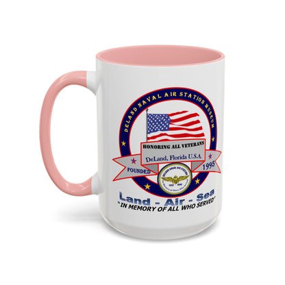 DNASM 2-sided, Founding & Student Art w/Navy Ring White Accent Mug by theGreenDragonTavern.shop