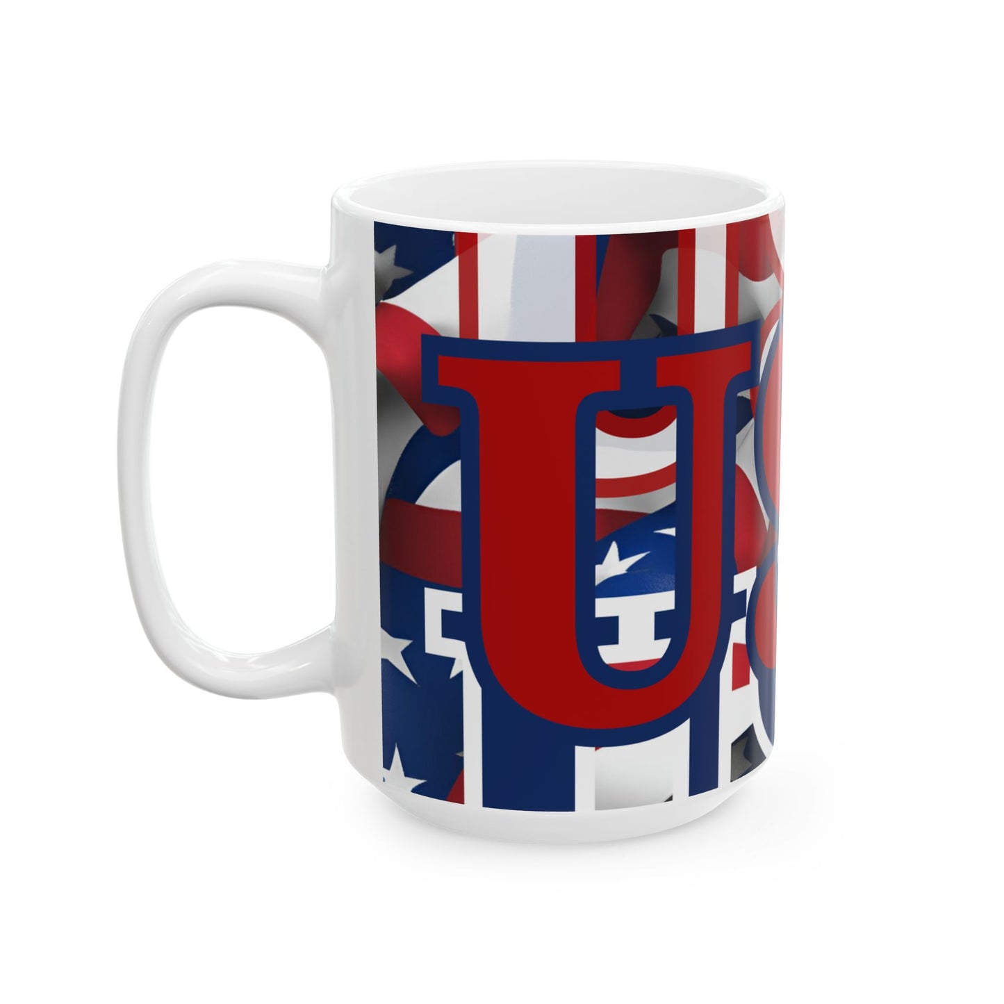USA! USA! USA Red font Patriot White Mug by theGreenDragonTavern.shop
