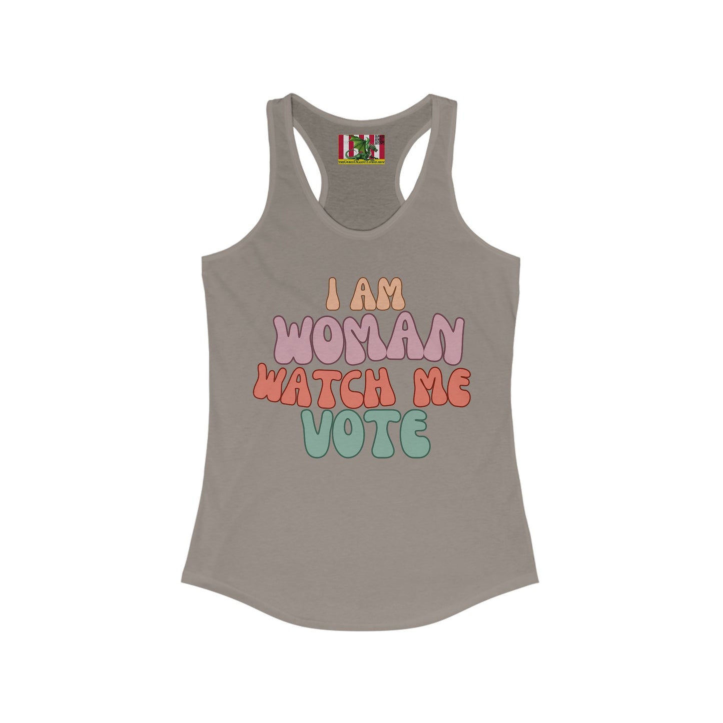 I Am Woman Watch Me Vote Women's Racerback Tank Top by theGreenDragonTavern.shop