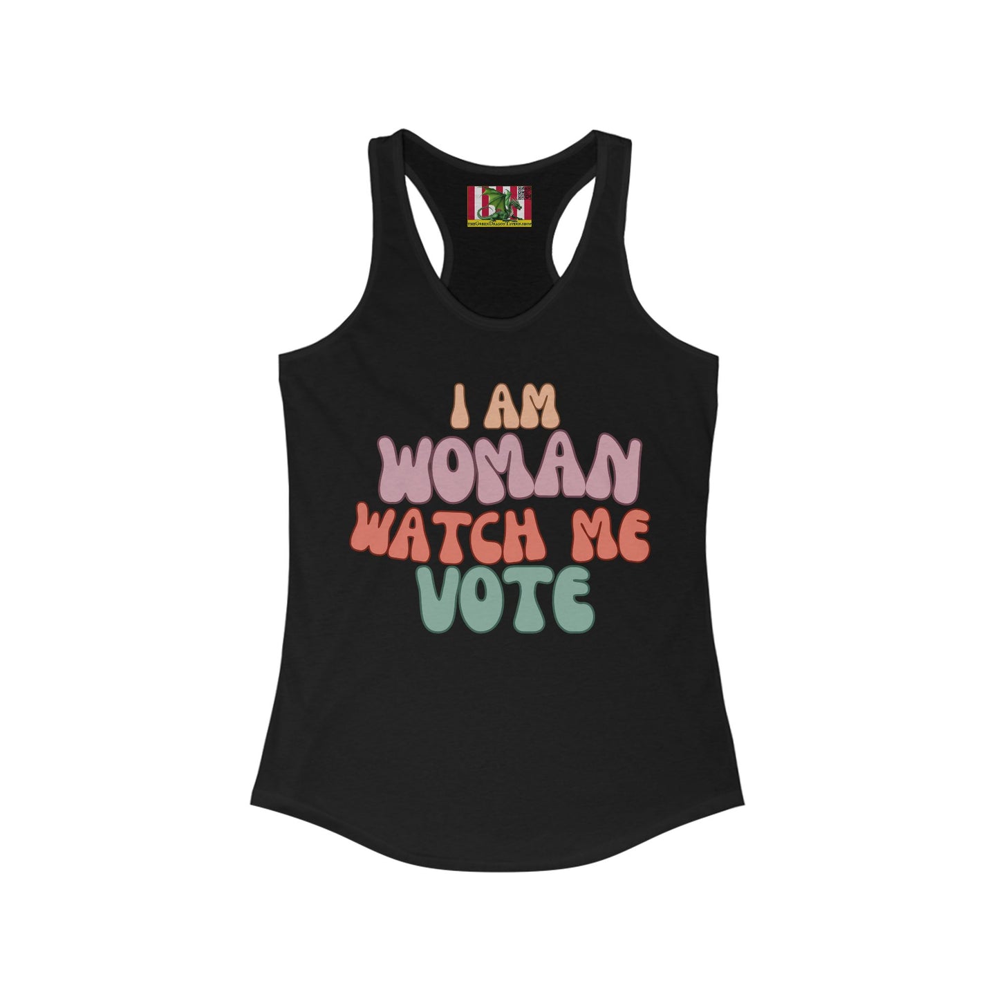 I Am Woman Watch Me Vote Women's Racerback Tank Top by theGreenDragonTavern.shop