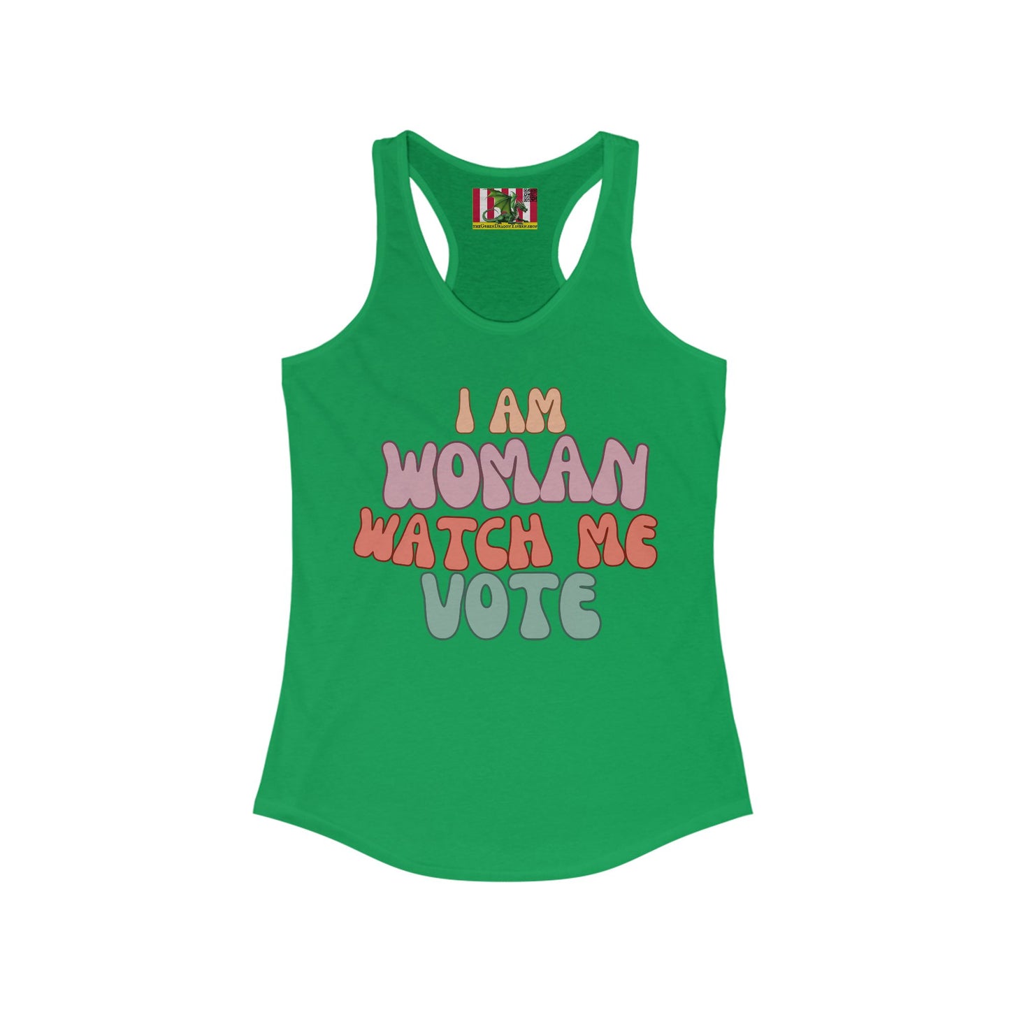 I Am Woman Watch Me Vote Women's Racerback Tank Top by theGreenDragonTavern.shop