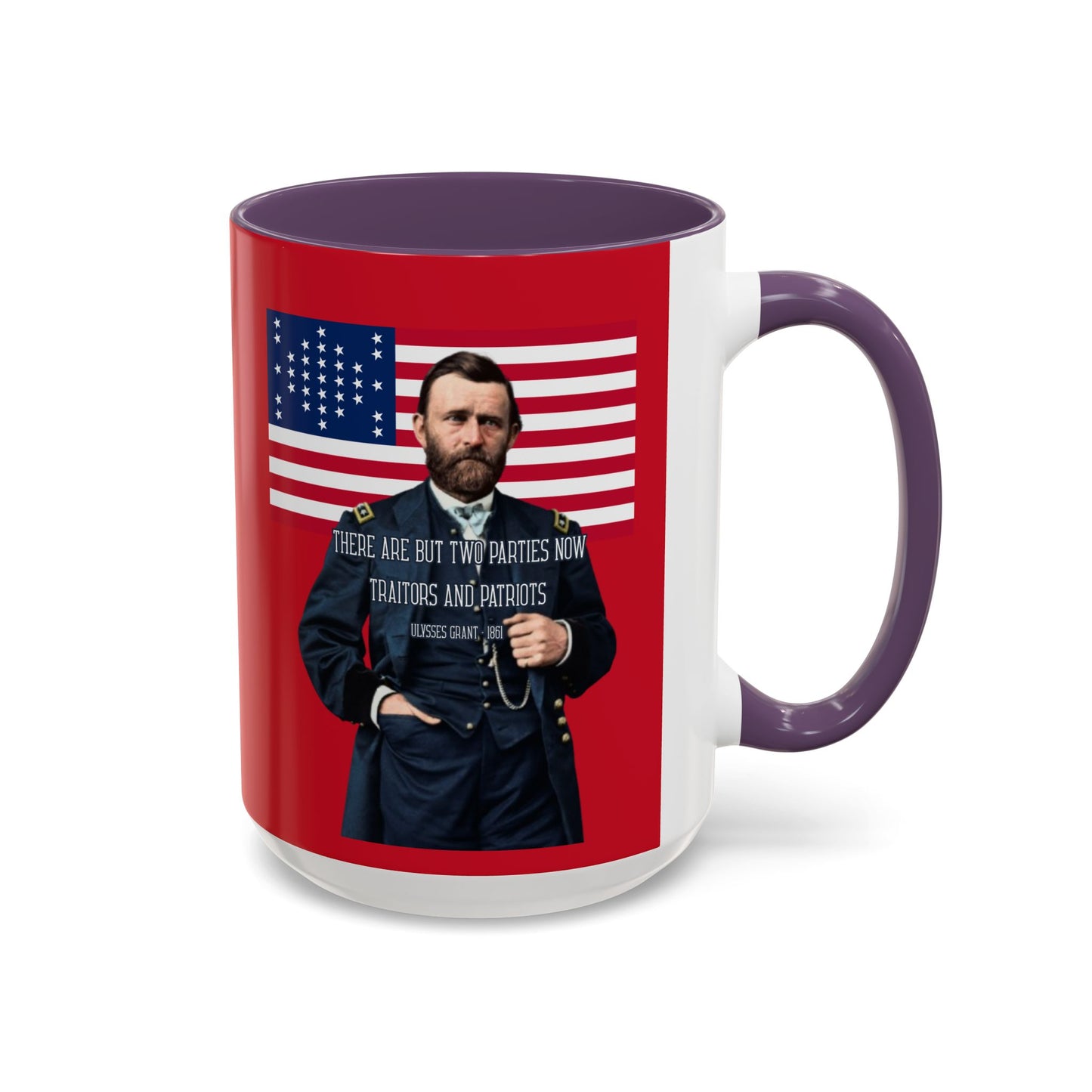 "Traitors and Patriots" Ulysses Grant Red Accent Mug by theGreenDragonTavern.shop