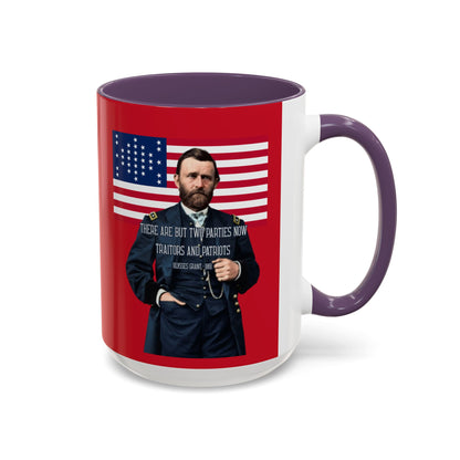 "Traitors and Patriots" Ulysses Grant Red Accent Mug by theGreenDragonTavern.shop