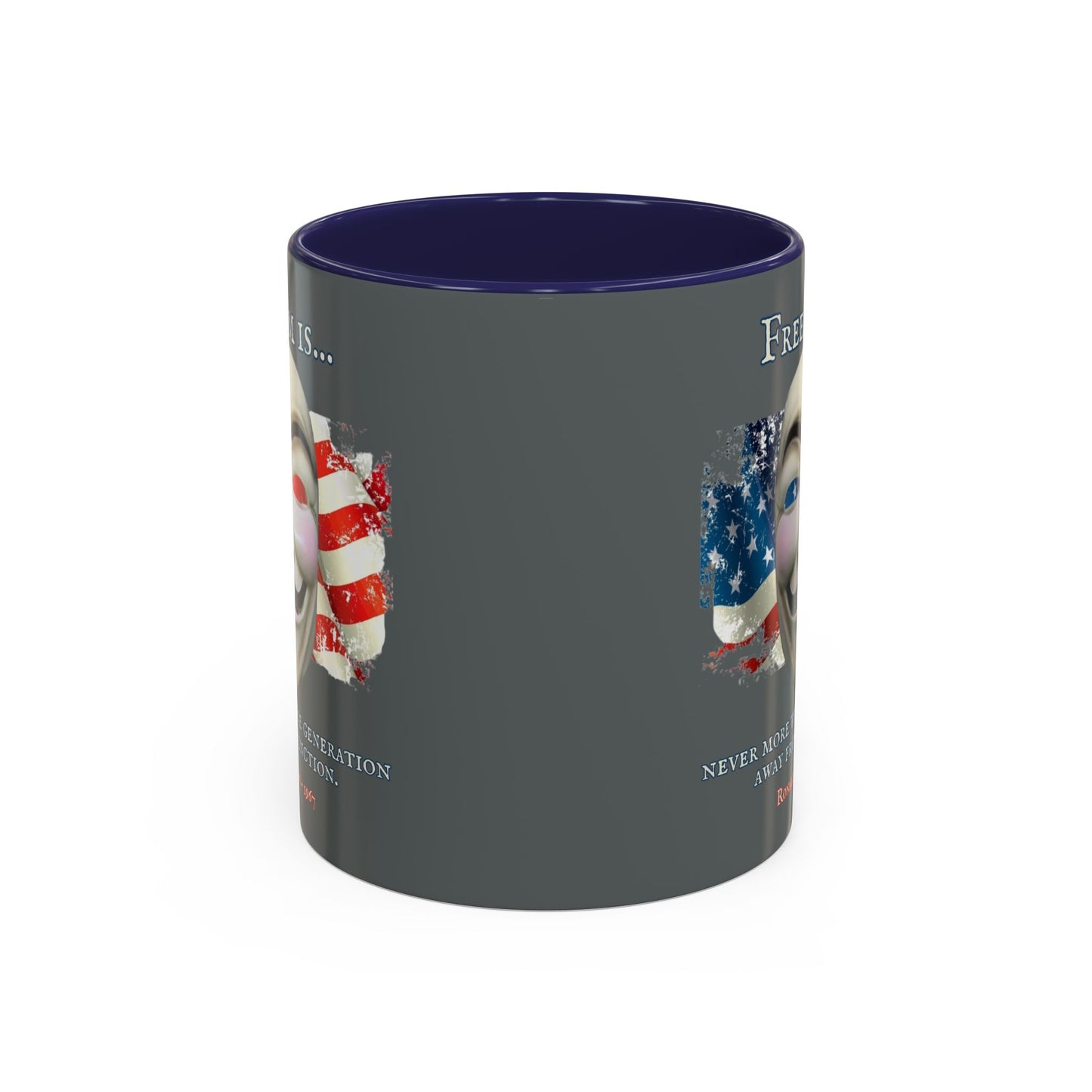 Ronald Reagan Freedom Vendetta Grey Accent Mug by theGreenDragonTavern.shop