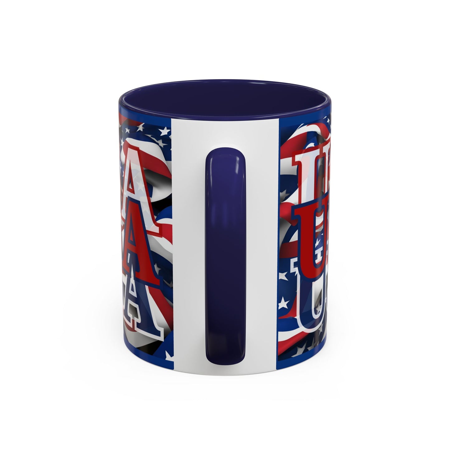 USA Red font Center Patriot Blue Accent Mug by theGreenDragonTavern.shop