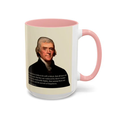 We hold these truths to be self-evident Parchment Yellow Accent Mug by theGreenDragonTavern.shop