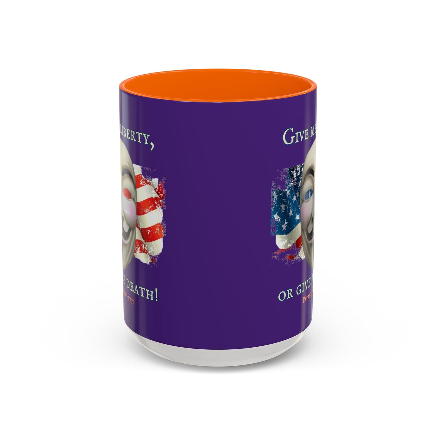 Vendetta, "Give me liberty, or give me death!" Purple Accent Mug by theGreenDragonTavern.shop