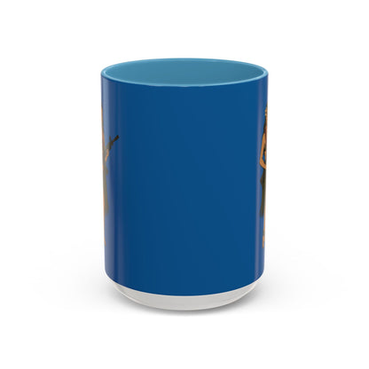 Hula Girl Packin' Heat Dark Blue Accent Mug by theGreenDragonTavern.shop
